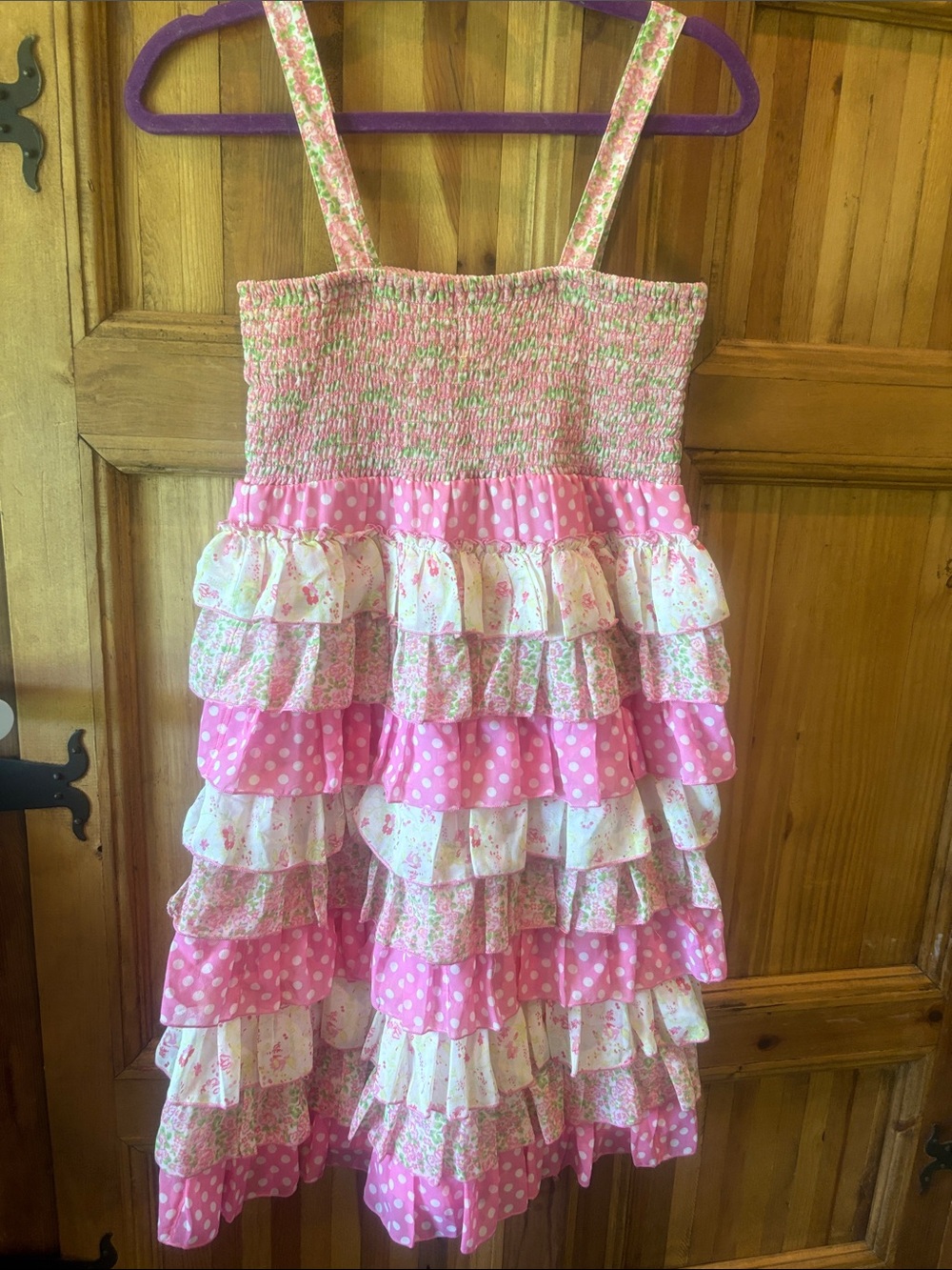 Justice Pink Floral & Polka Dot Ruffled Sundress